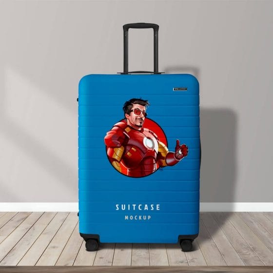 Free Travel Luggage Suitcase Mockup PSD
