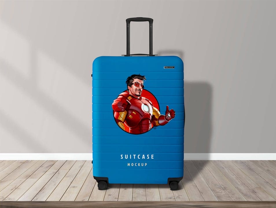 Free Travel Luggage Suitcase Mockup PSD
