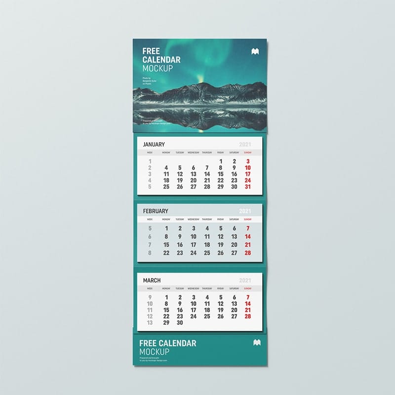 Free Wall Calendar Mockup