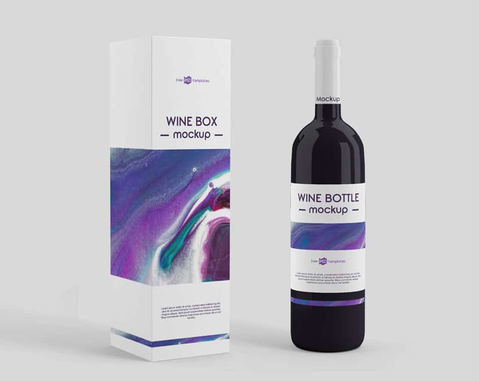 Free Wine Bottle Mockup Set