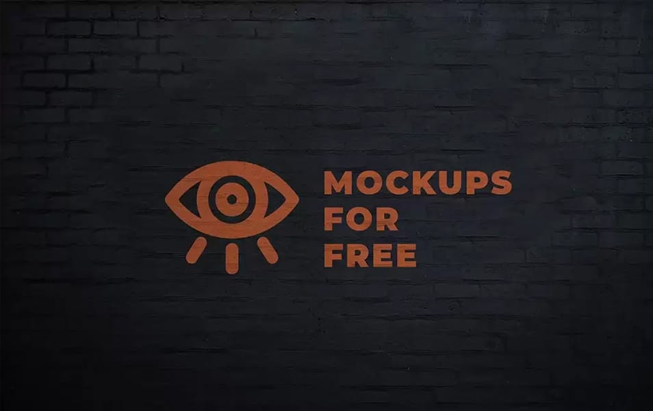 Graffiti On Dark Brick Wall Mockup