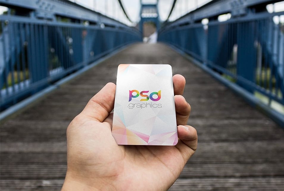 Holding Rounded Corner Business Card Mockup