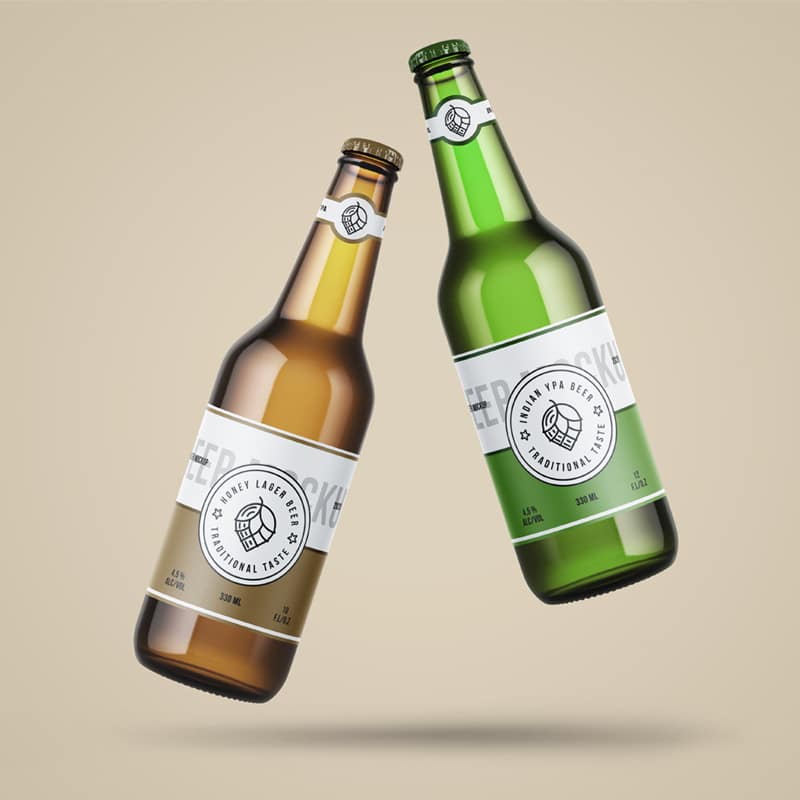 Levitating Beer Bottle Mockup