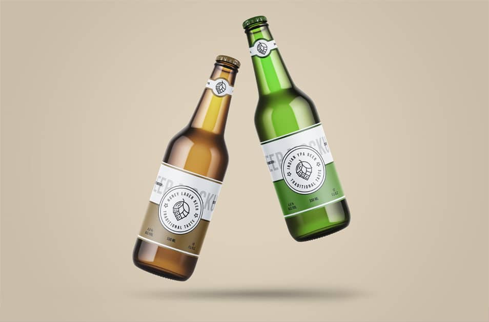 Levitating Beer Bottle Mockup