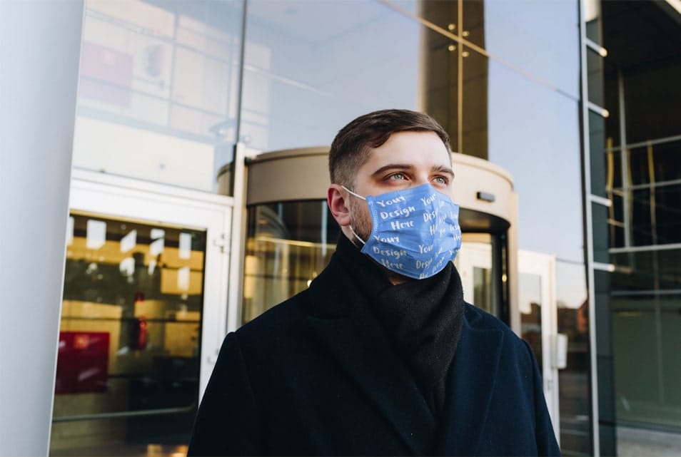 Man Wearing a Face Mask Mockup