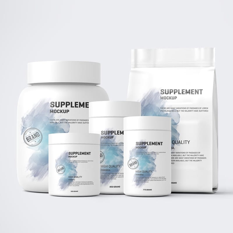 Protein Pack and Jar Mockup