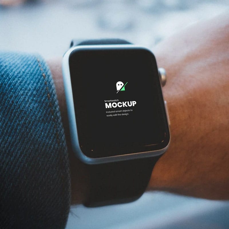 Smartwatch on Hand PSD Mockup