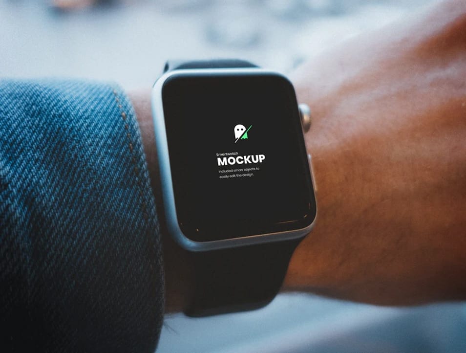 Smartwatch on Hand PSD Mockup