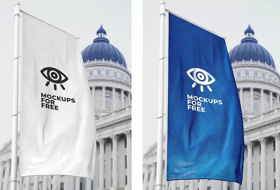 Vertical Flag Mockup