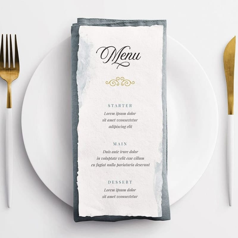Wedding Menu on Table Setting