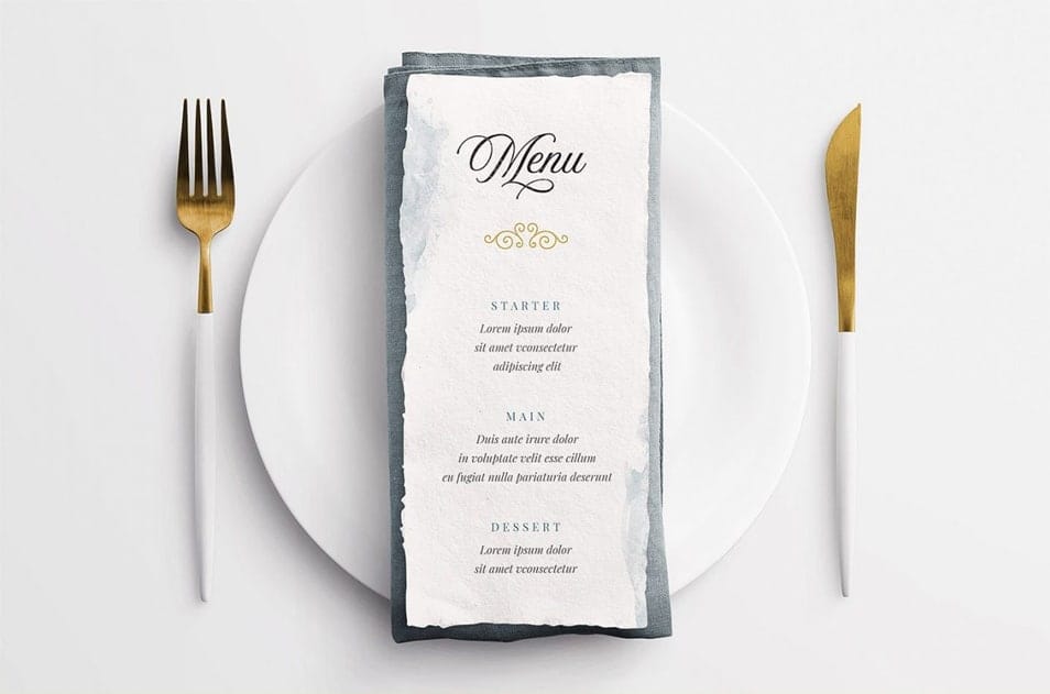 Wedding Menu on Table Setting