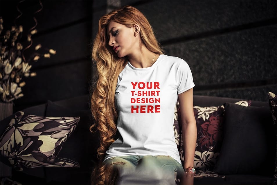 Young Woman T-Shirt Mockup