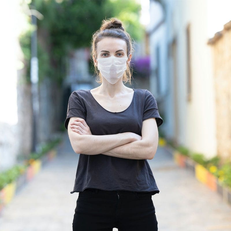 Young Woman Wearing a Face Mask Mockup