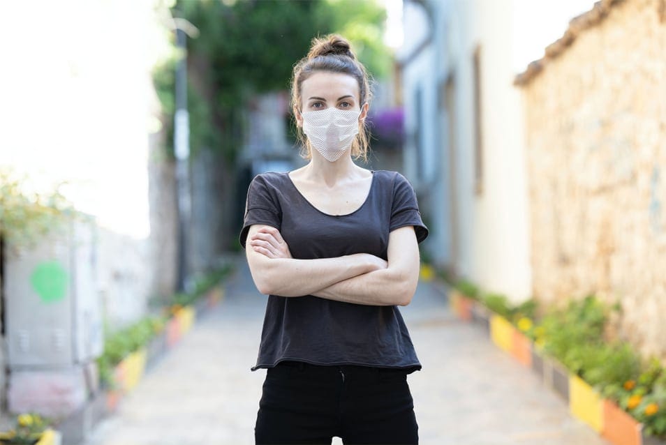 Young Woman Wearing a Face Mask Mockup