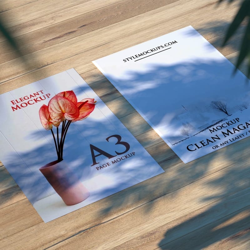A3 Flyer Realistic Scene Free Mockup