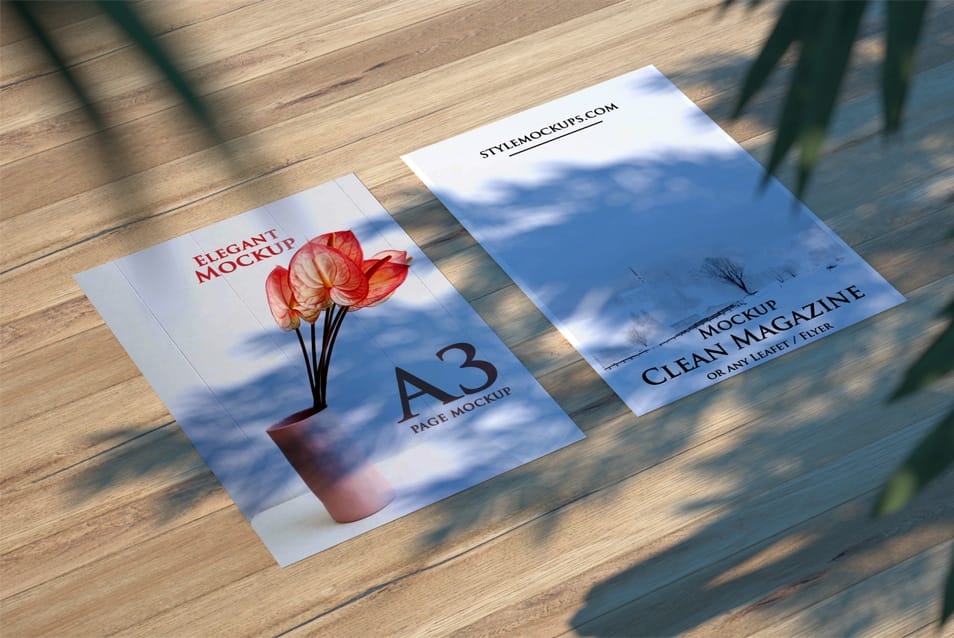 A3 Flyer Realistic Scene Free Mockup