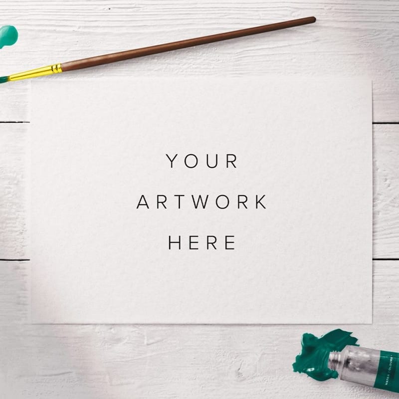 Artistic Watercolor Scene PSD Mockup