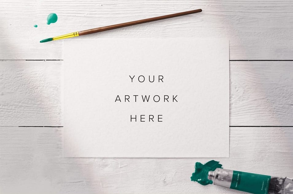 Artistic Watercolor Scene PSD Mockup