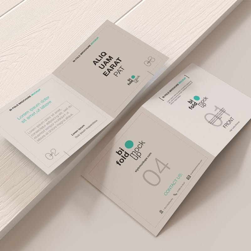 Bi-Fold Square Brochure Free Mockup