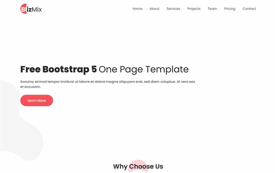 BizMix Free Bootstrap 5 One Page Template