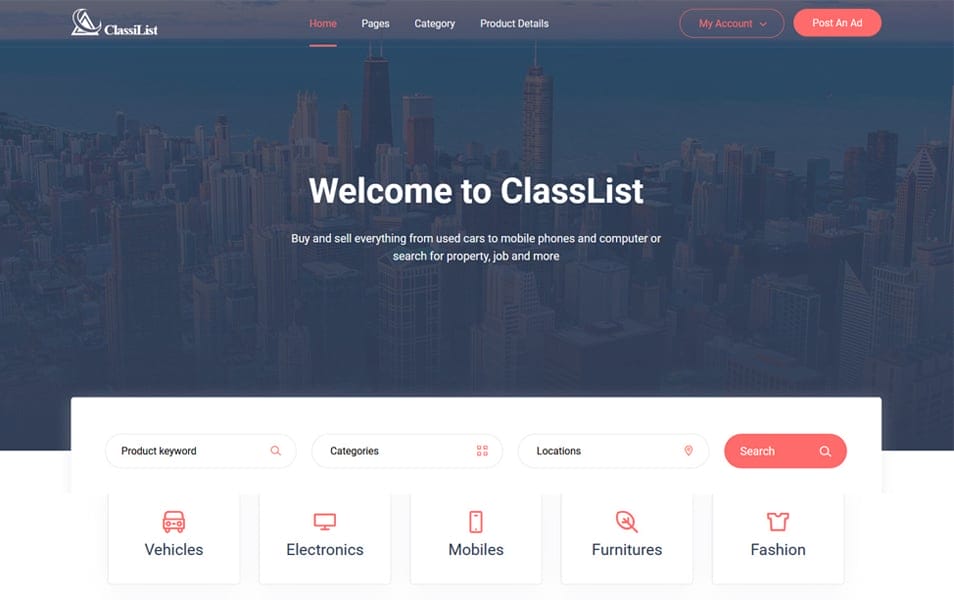 ClassiList Classified Ads and Listing Bootstrap 5 Template