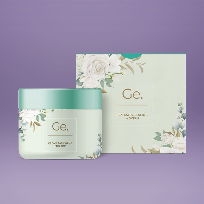 Cream Jar and Box Mockup