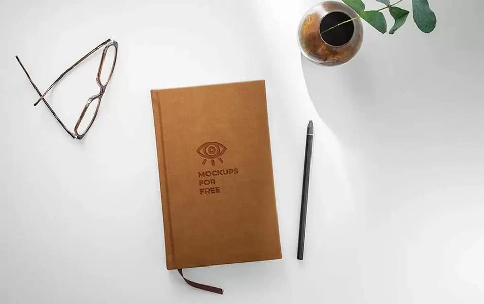 Diary On The Table Mockup