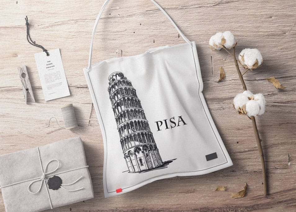 Fabric Bag With Cotton Branding Mockup Top View