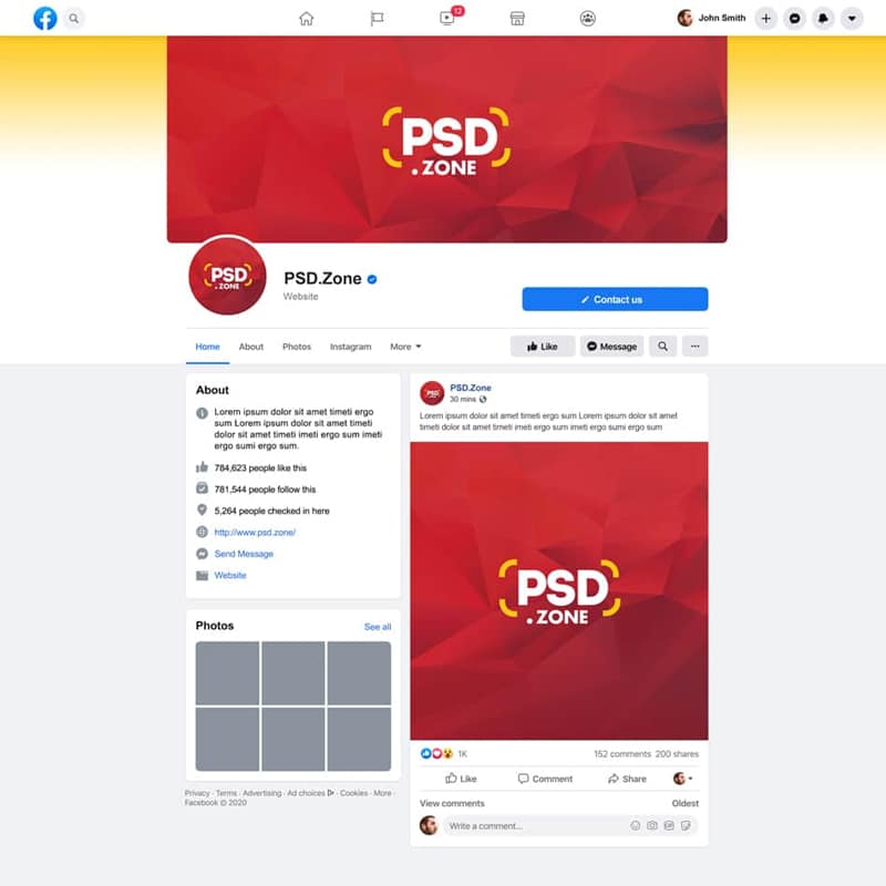Facebook Brand Page Mockup 2020 PSD