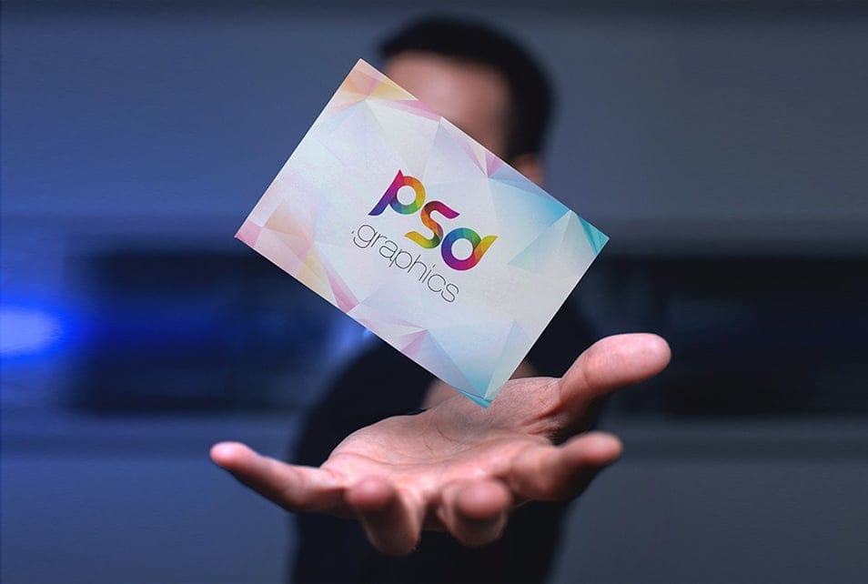 Floating Business Card Mockup Template