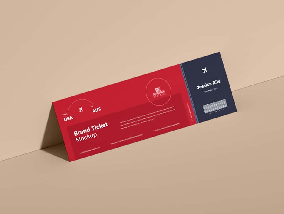 Free Brand Ticket Mockup PSD