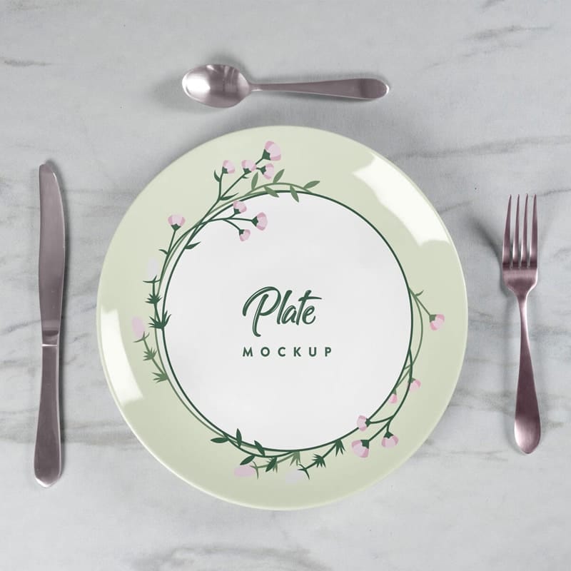 Free Ceramic Plate Mockup PSD