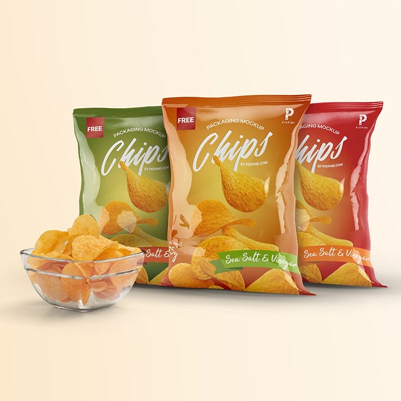 Free Chips Bag Packaging Mockup