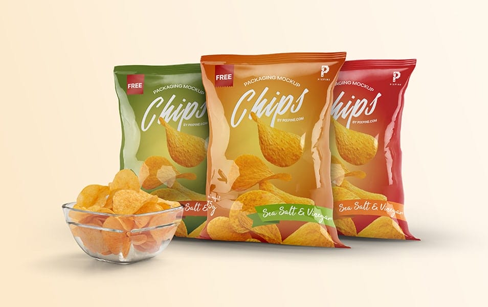 Free Chips Bag Packaging Mockup