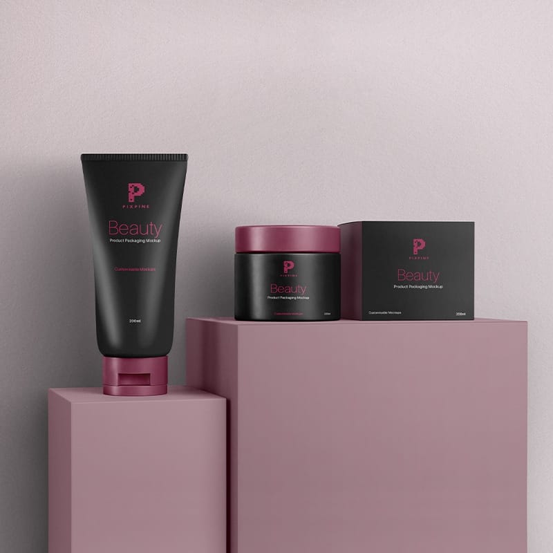 Free Cosmetic Jar and Tube Mockup