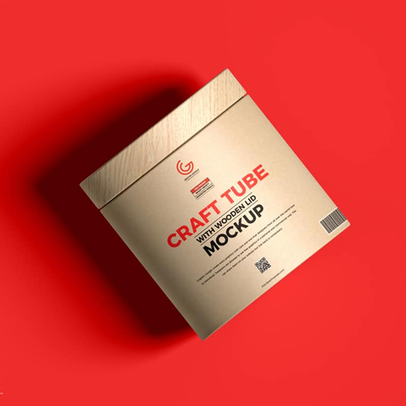 Free Craft Tube With Wooden Lid Mockup