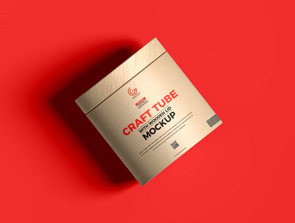 Free Craft Tube With Wooden Lid Mockup