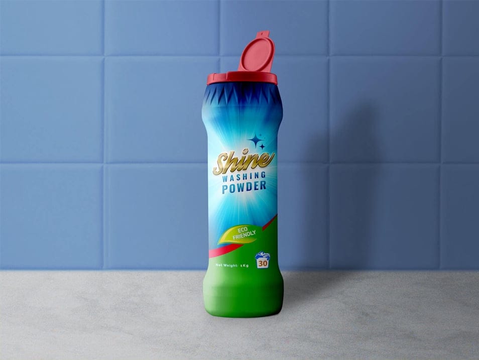 Free Dish Washing Powder Plastic Bottle Mockup PSD