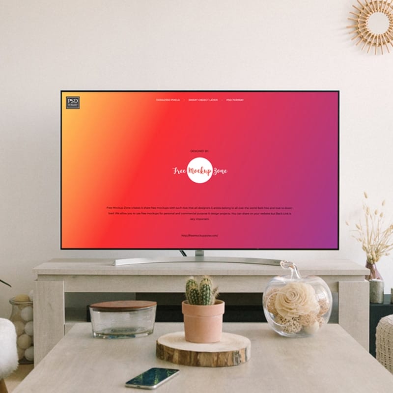 Free Flat TV Screen Mockup