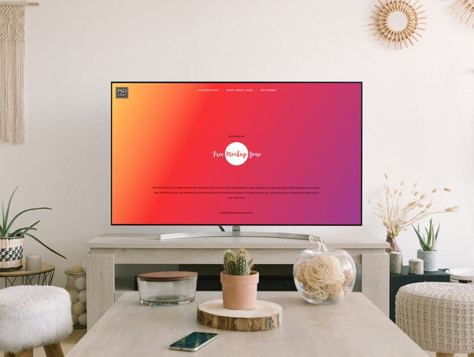 Free Flat TV Screen Mockup