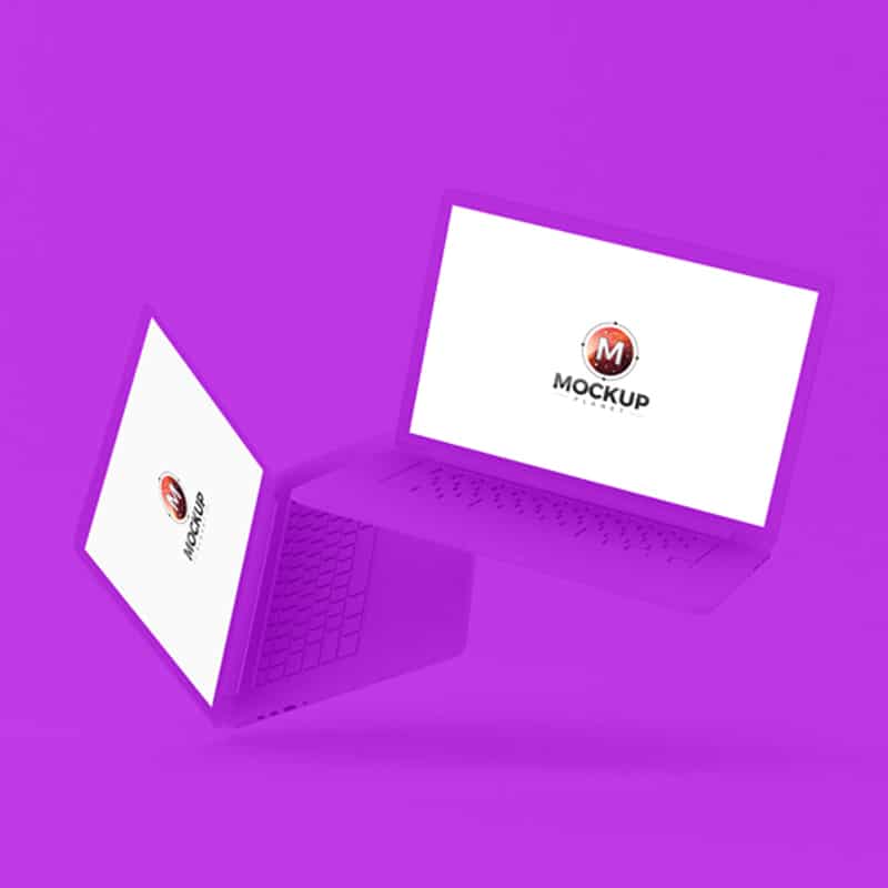 Free Floating MacBooks Pro Clay Mockup