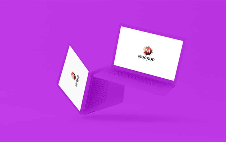 Free Floating MacBooks Pro Clay Mockup