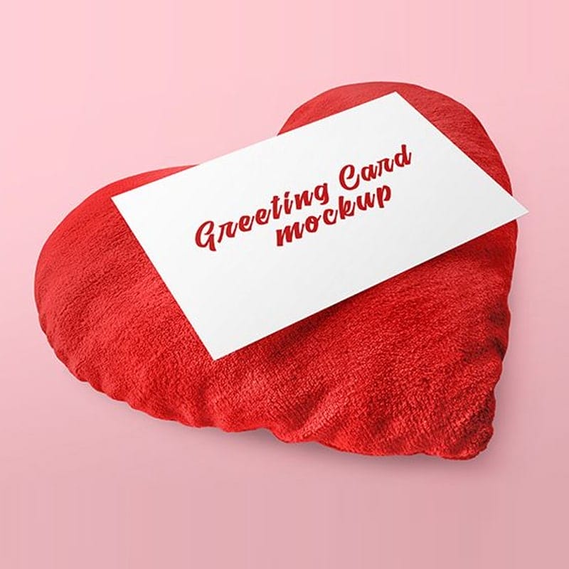 Free Greeting Card with Heart MockUp