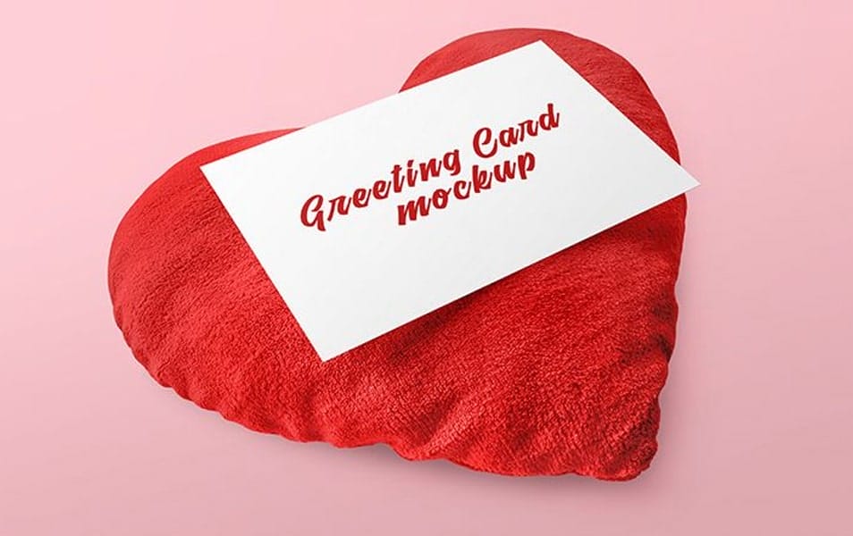 Free Greeting Card with Heart MockUp