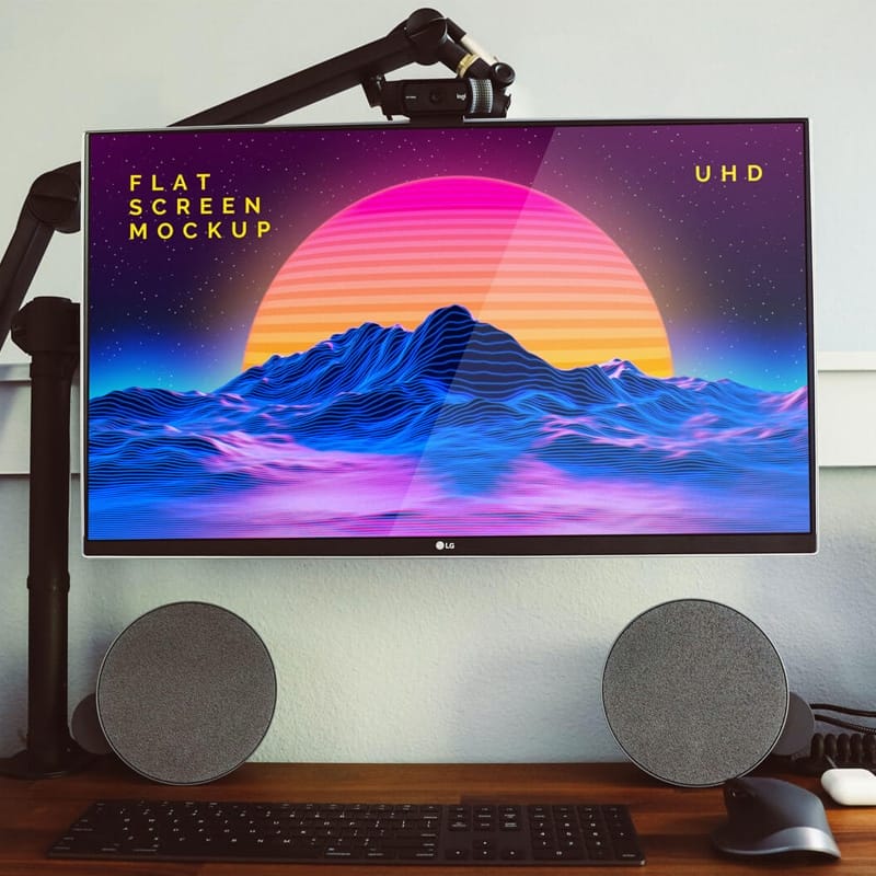 Free LG Flat Screen Monitor Mockup PSD