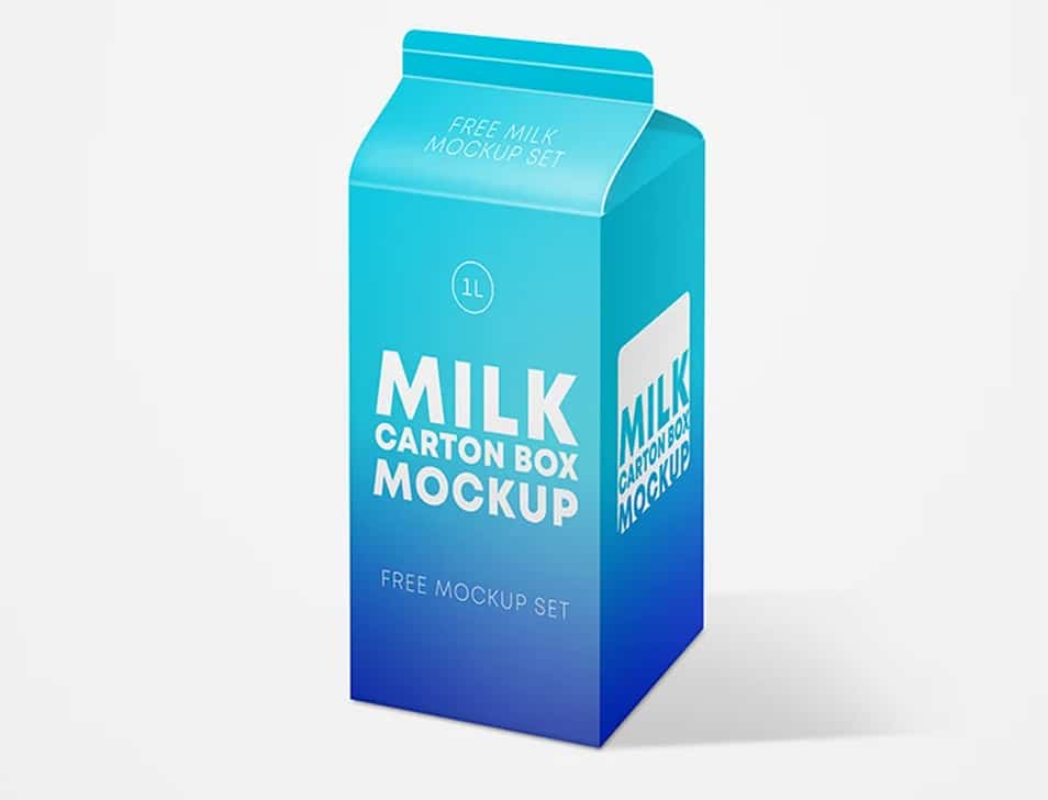Free Milk Carton Box Mockup Set