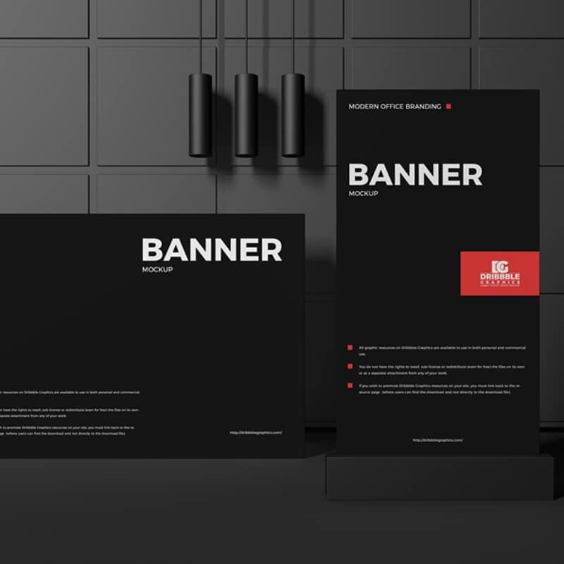 Free Modern Office Branding Banner Mockup