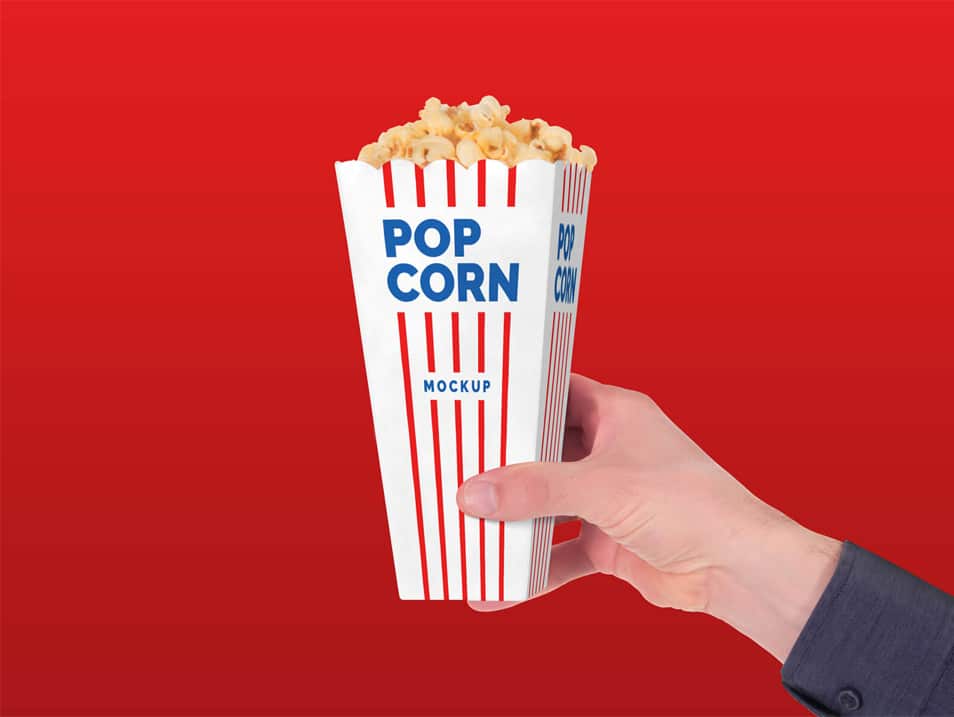 Free Movie Theater Popcorn Paper Box Mockup PSD