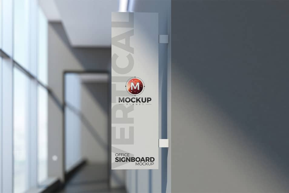 Free Office Vertical Signboard Mockup