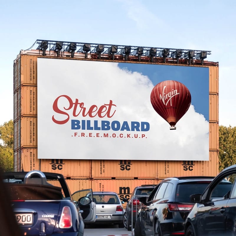 Free Outdoor Advertising Street Billboard Mockup PSD
